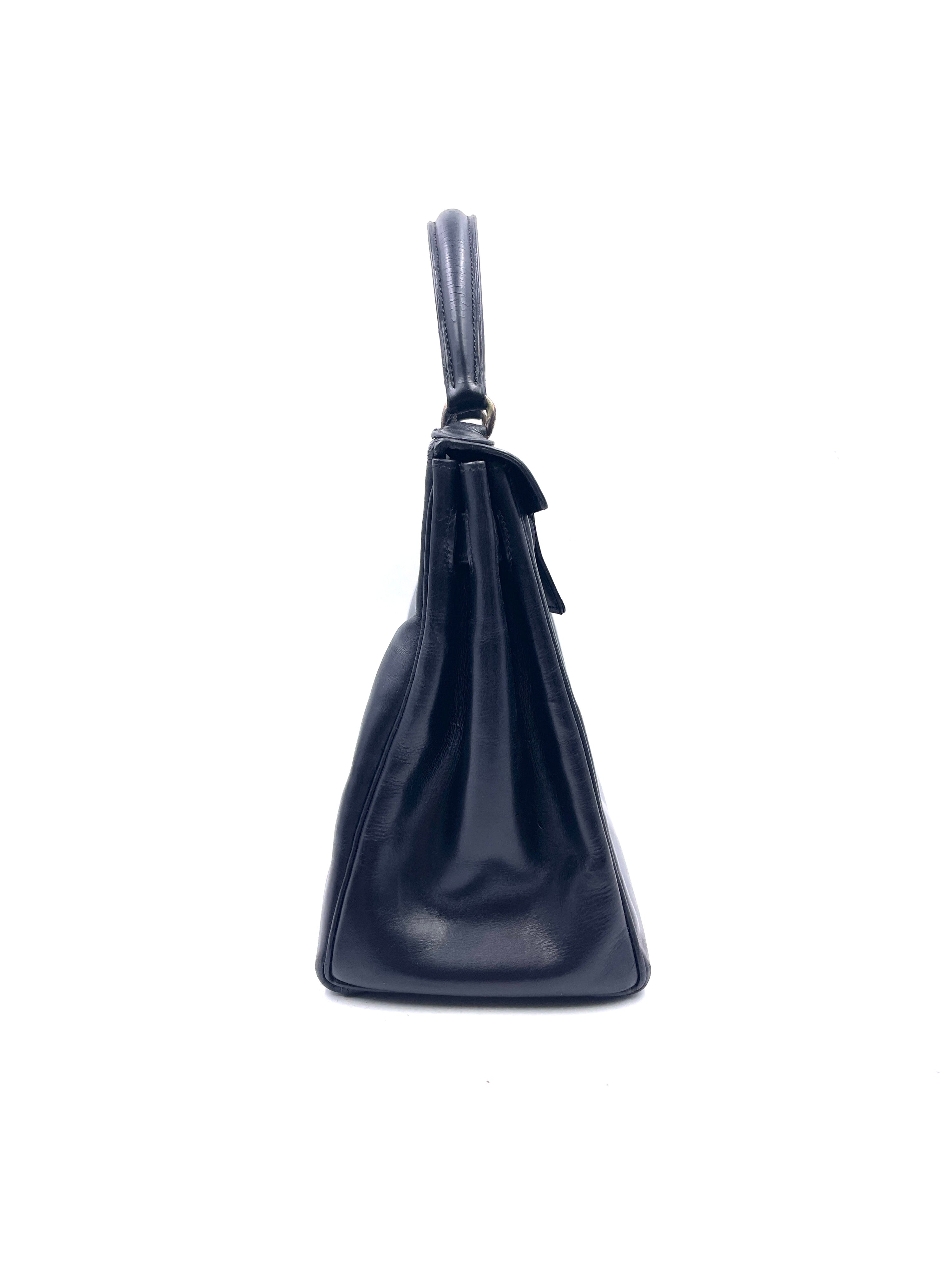 Hermés - Borsa Kelly 28 in Pelle Nera - Vintage