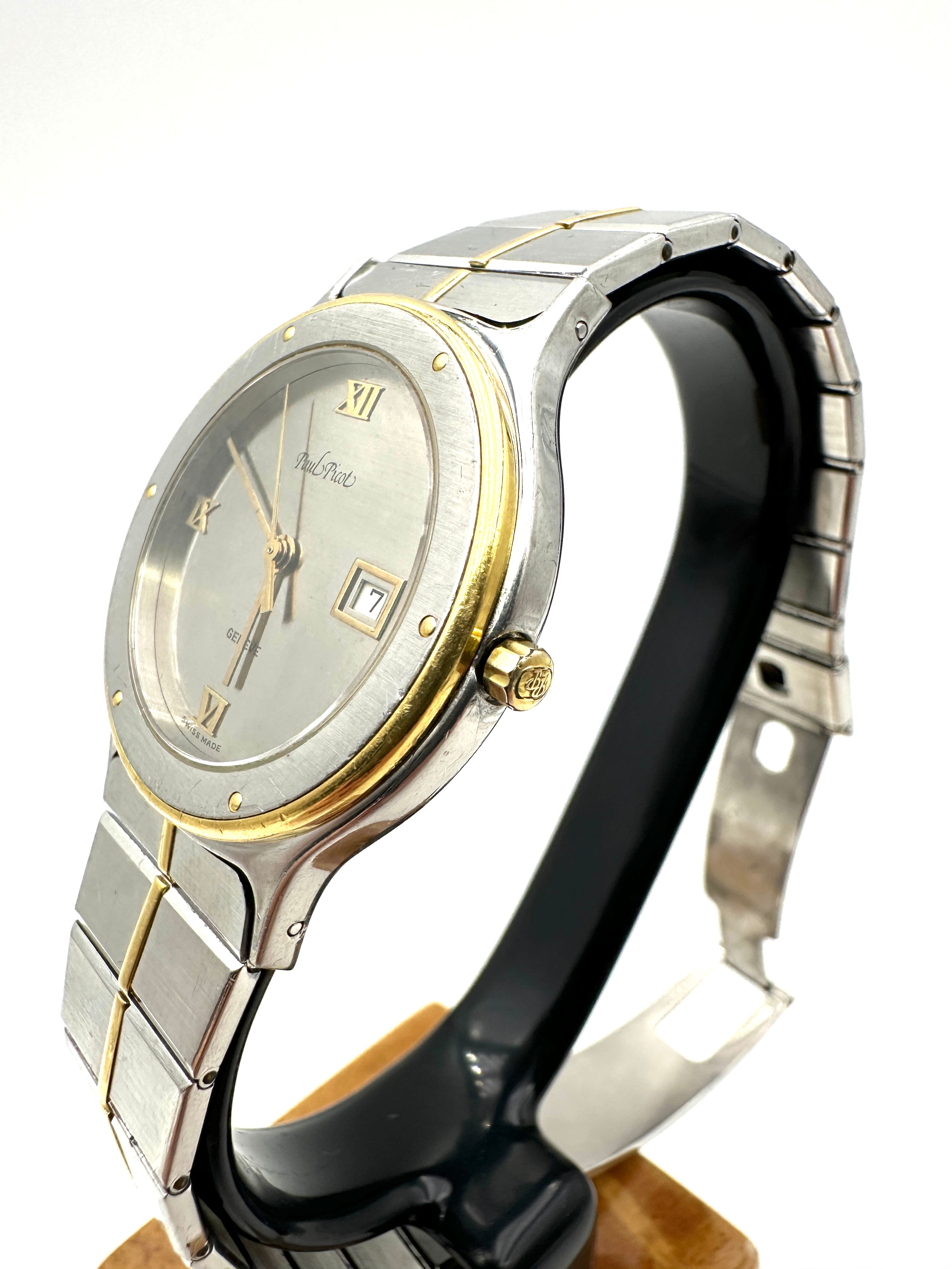 Paul Picot - Kudos Quartz - Orologio Uomo Acciaio Oro - Manuale - Vintage Swiss Made