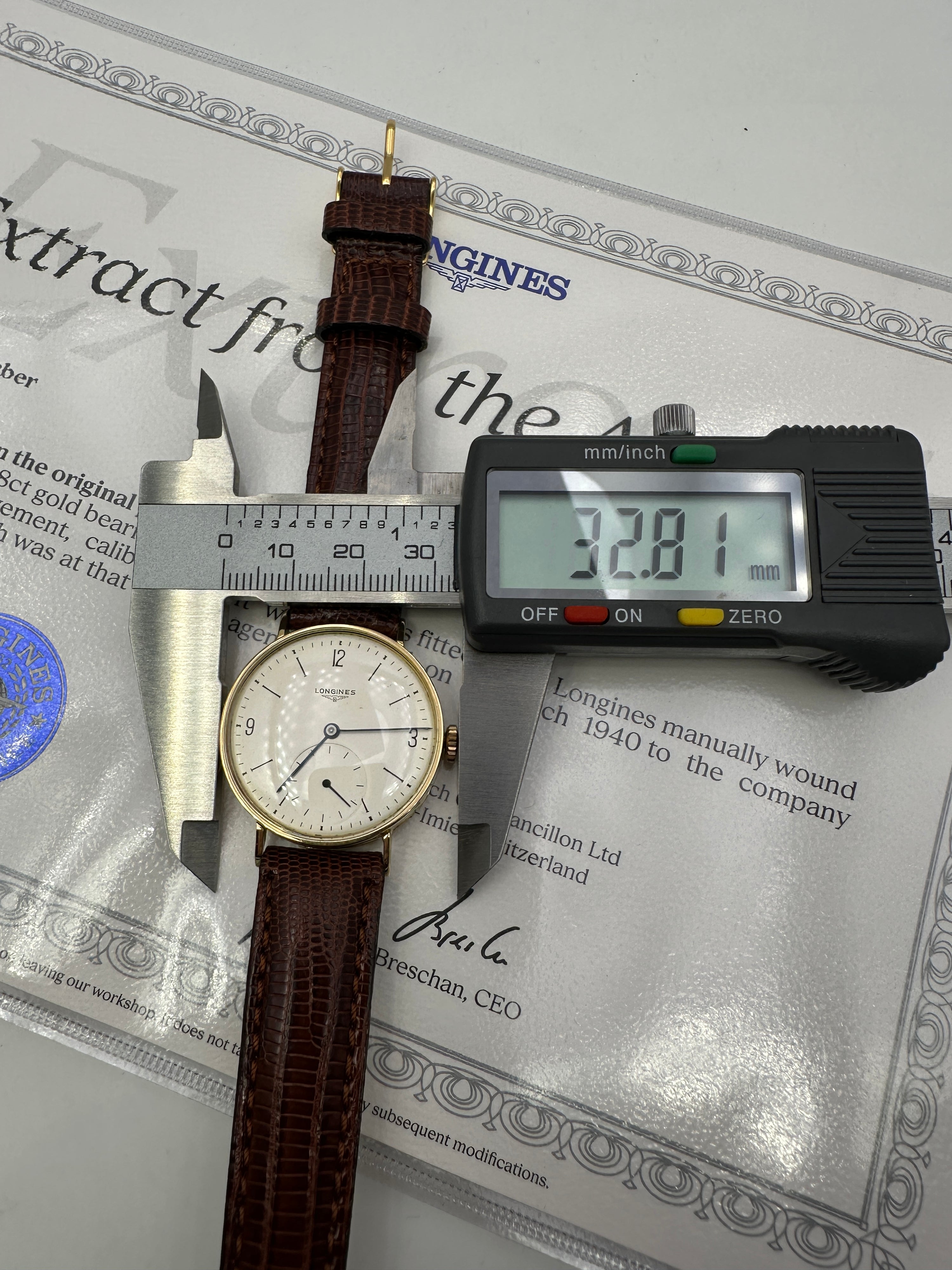 1940 Longines - 4178 Oro 18K Calibro 27.0 + Estratto Archivio Originale