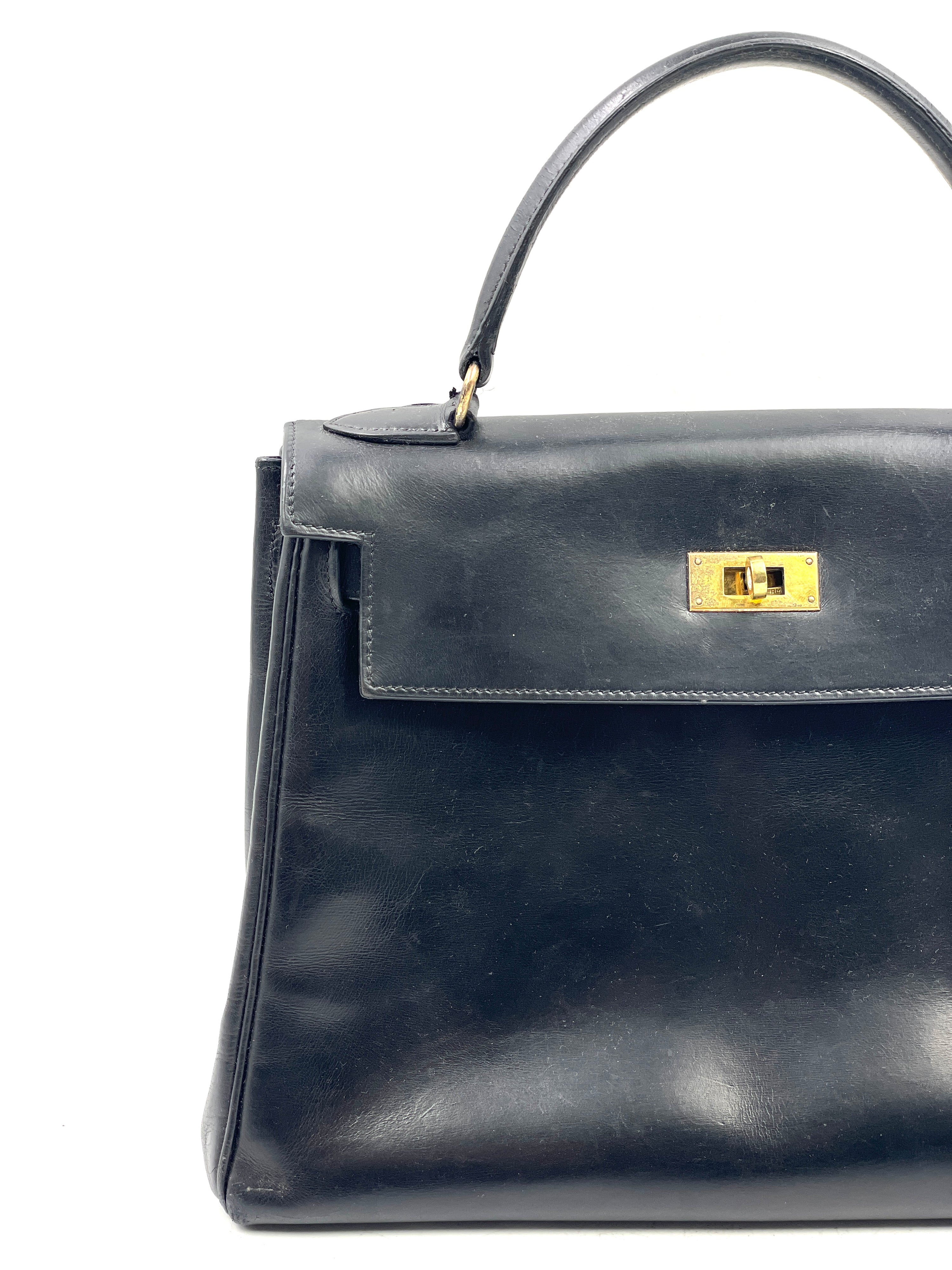 Hermés - Borsa Kelly 28 in Pelle Nera - Vintage
