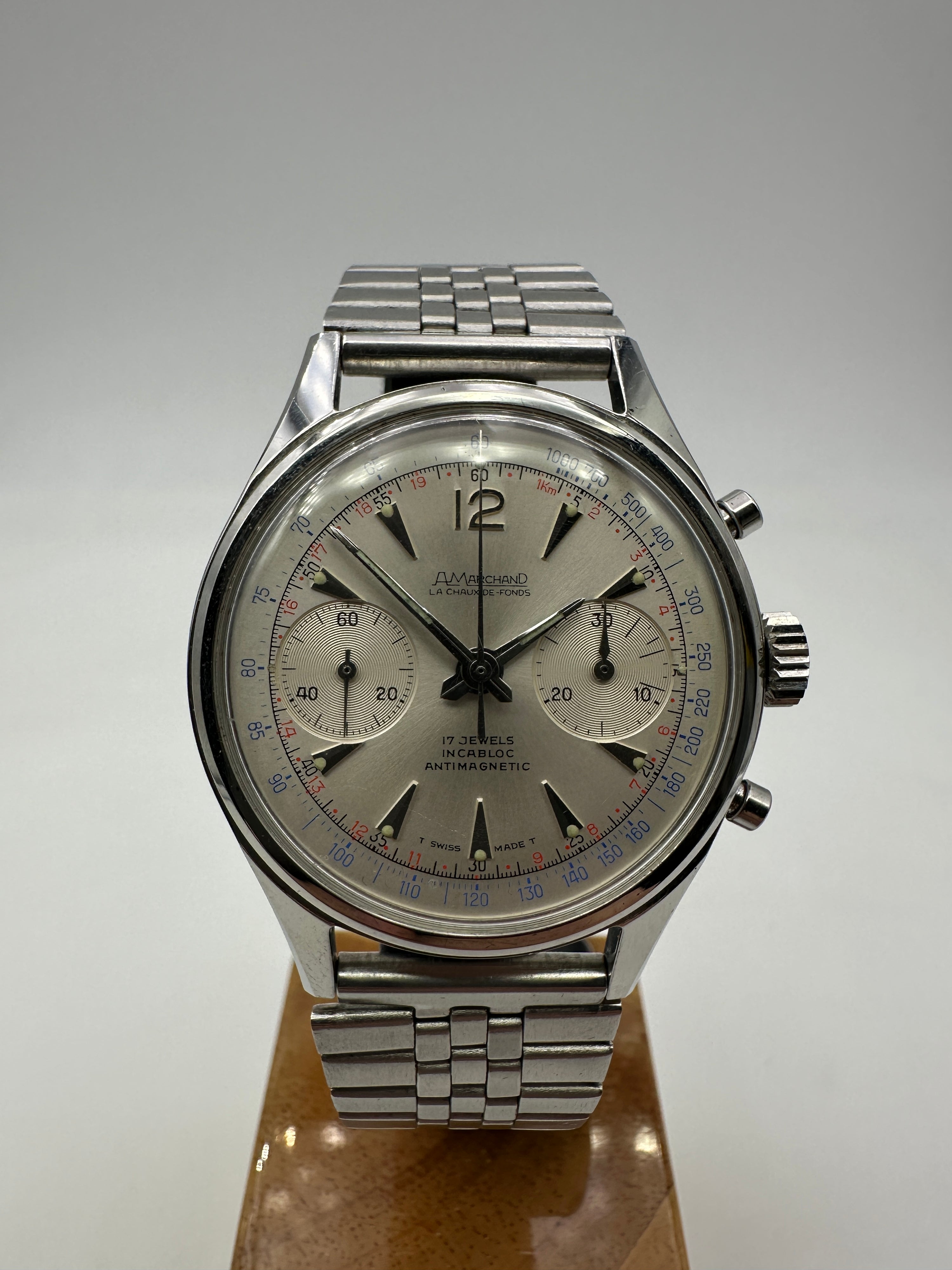 A Marchand La Chaux - De - Fonds - Chrono Landeron 248 - Steel Waterproof - NOS