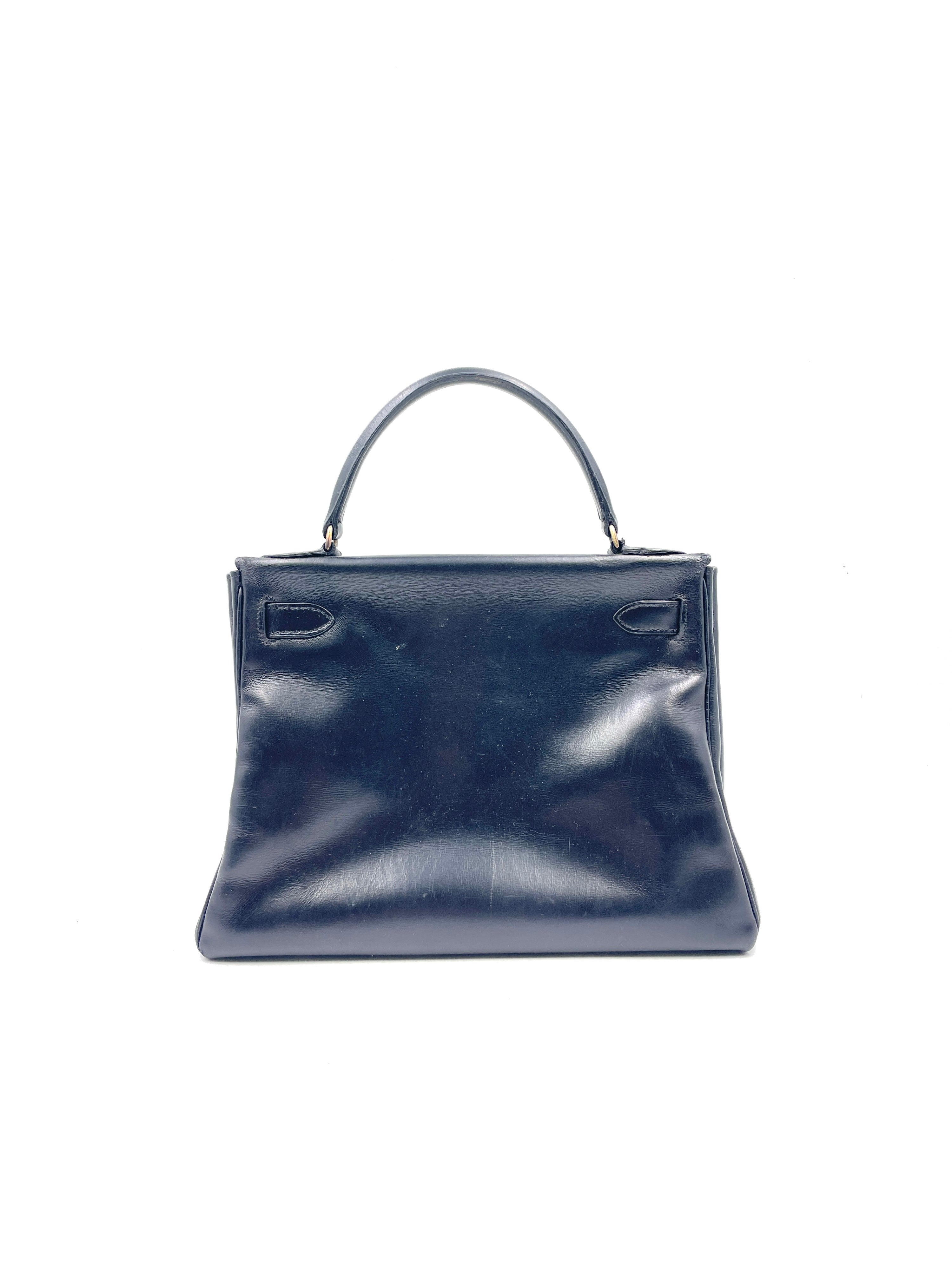 Hermés - Borsa Kelly 28 in Pelle Nera - Vintage