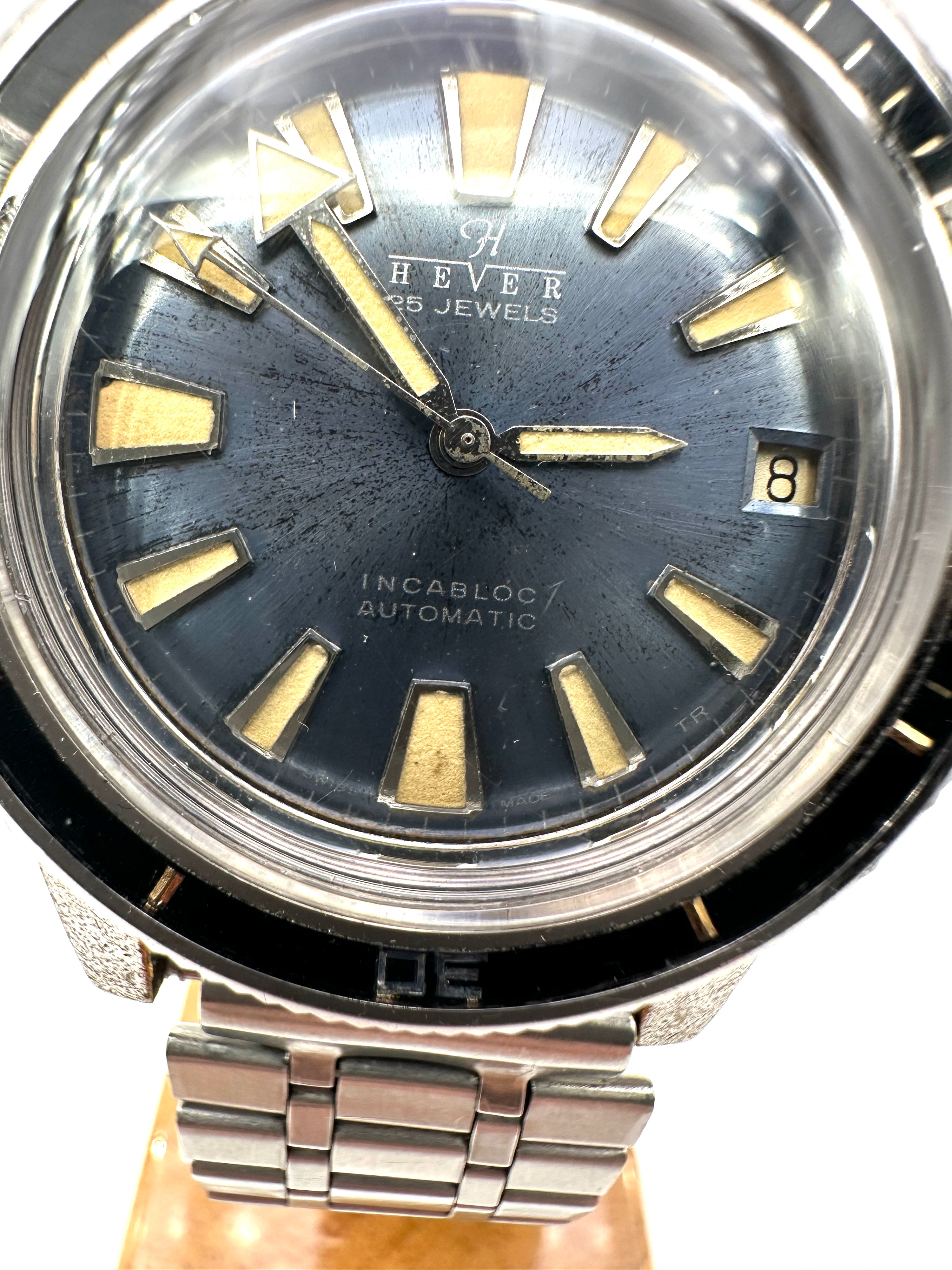 Hever - Diver Vintage Automatic - Incabloc 25 Jewels 39 mm - Blue Dial Patina - Anni '60s