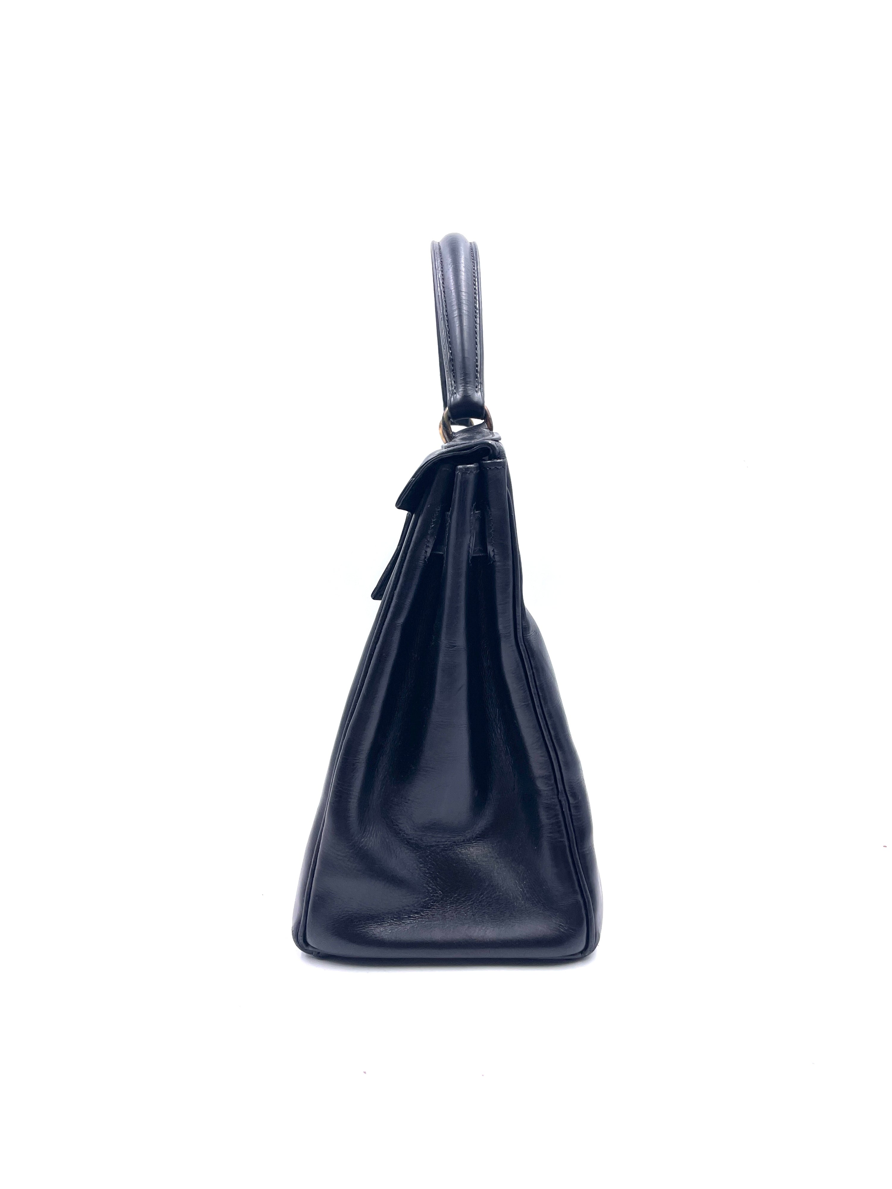 Hermés - Borsa Kelly 28 in Pelle Nera - Vintage