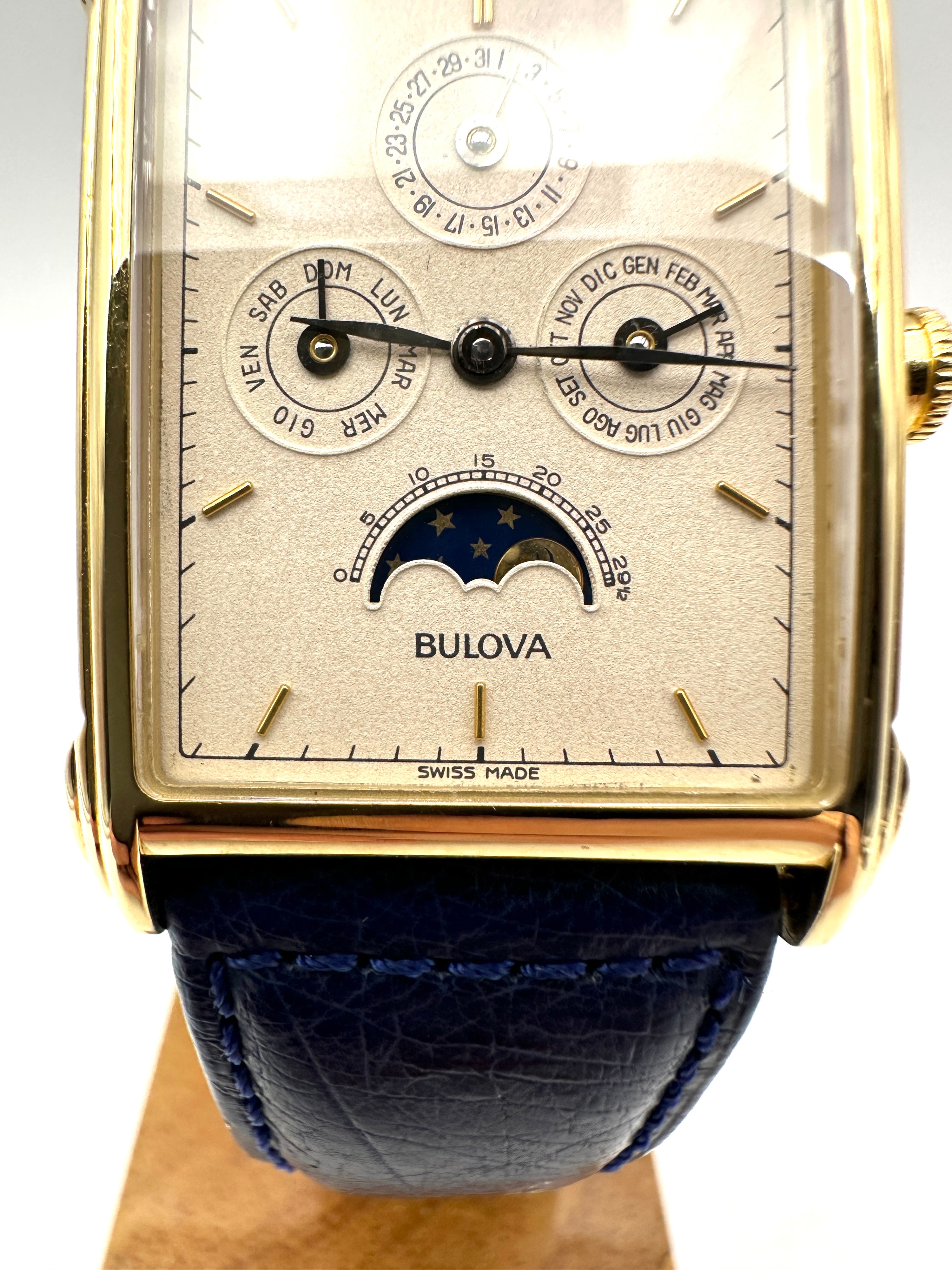 Bulova - Oro 18K - Calendario Completo Fasi Lunari - Swiss Made - Automatico