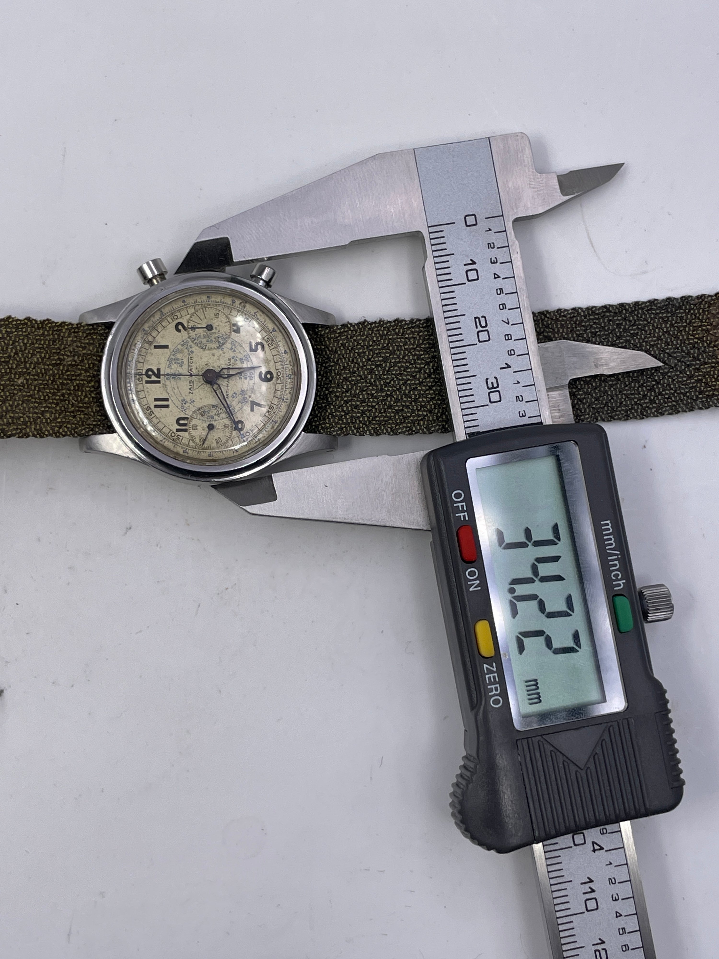 Zais Watch - Cronografo Venus 150 - Originale Anni '40s - Acciaio Plexi - 34mm