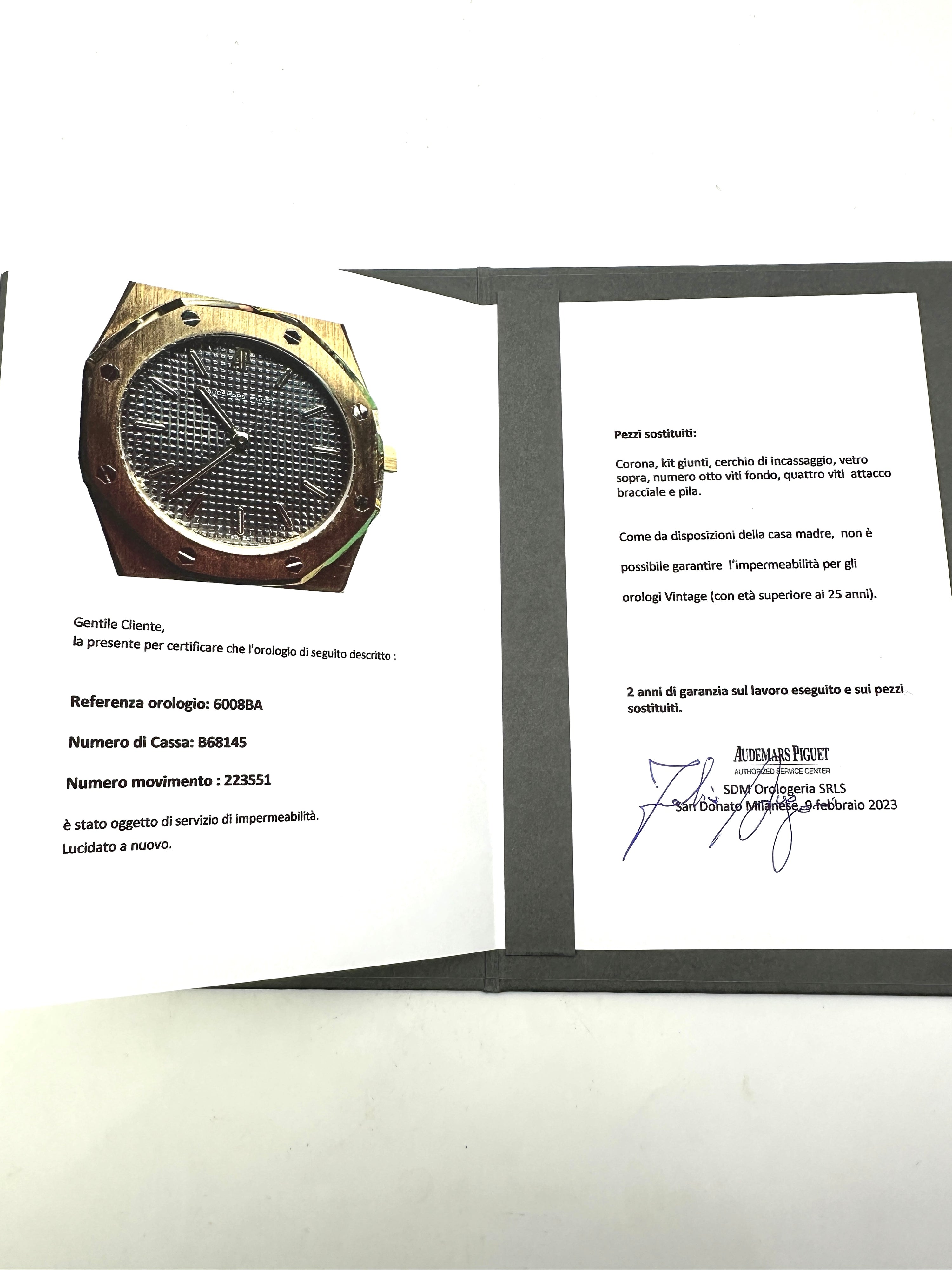 Audemars Piguet - Royal OAK Quartz 60088BA Oro 18K - Certificato AP 2023 - Full Set