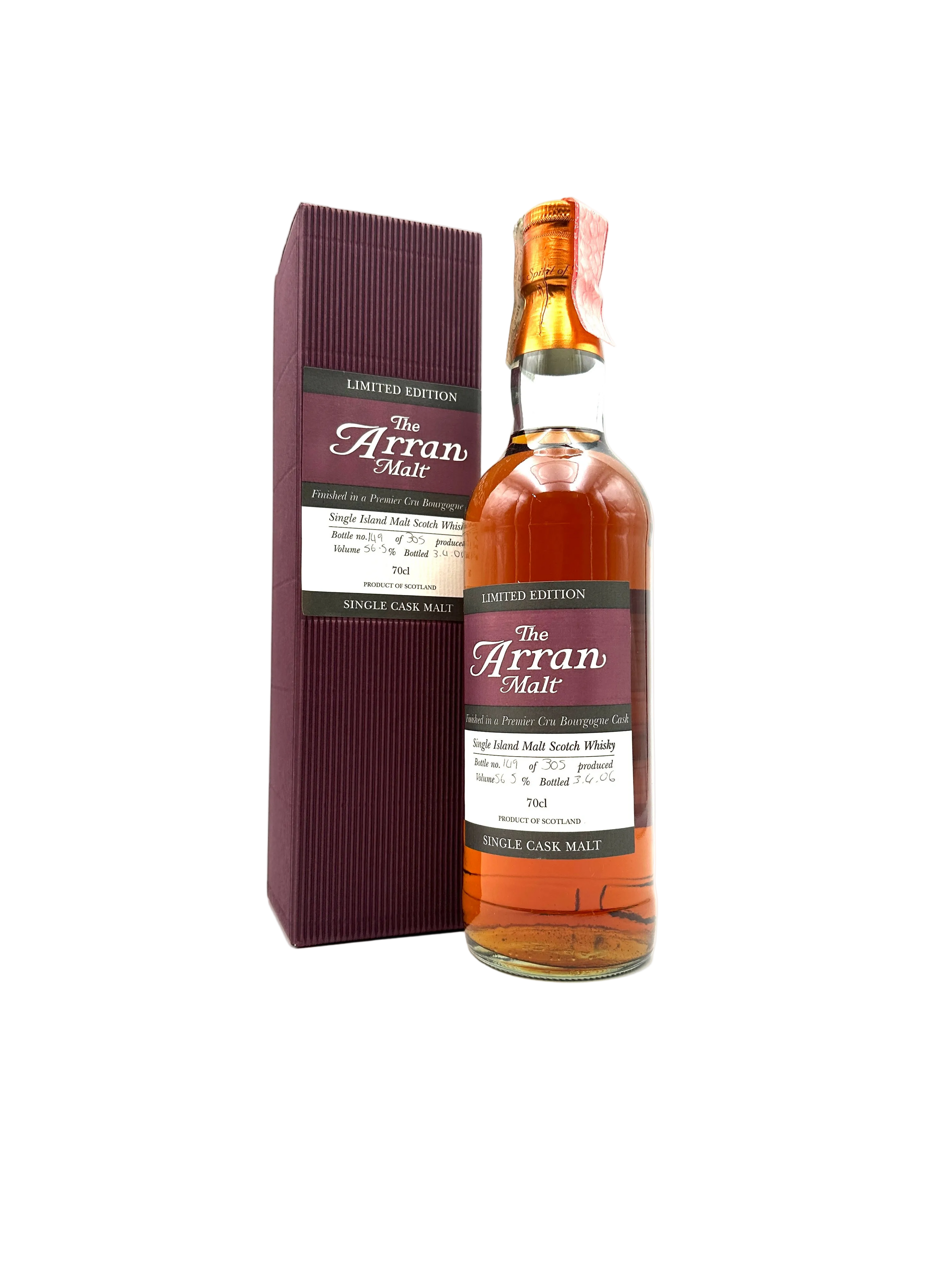 Arran Bourgogne 1er Cask Single Island Malt Scotch Whisky - 0,7L 56,5% - Bottl. 2006