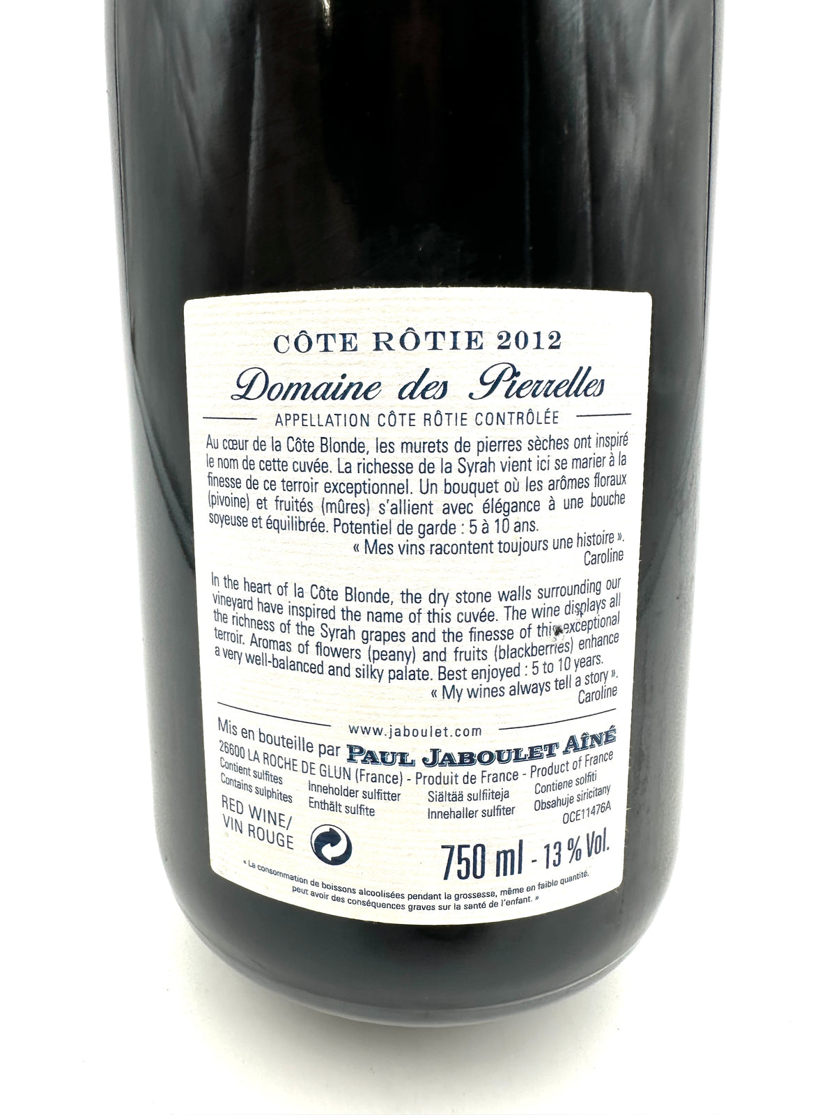 2012 - Paul Jaboulet Aîné - Domaine des Pierrelles Côte Rôtie