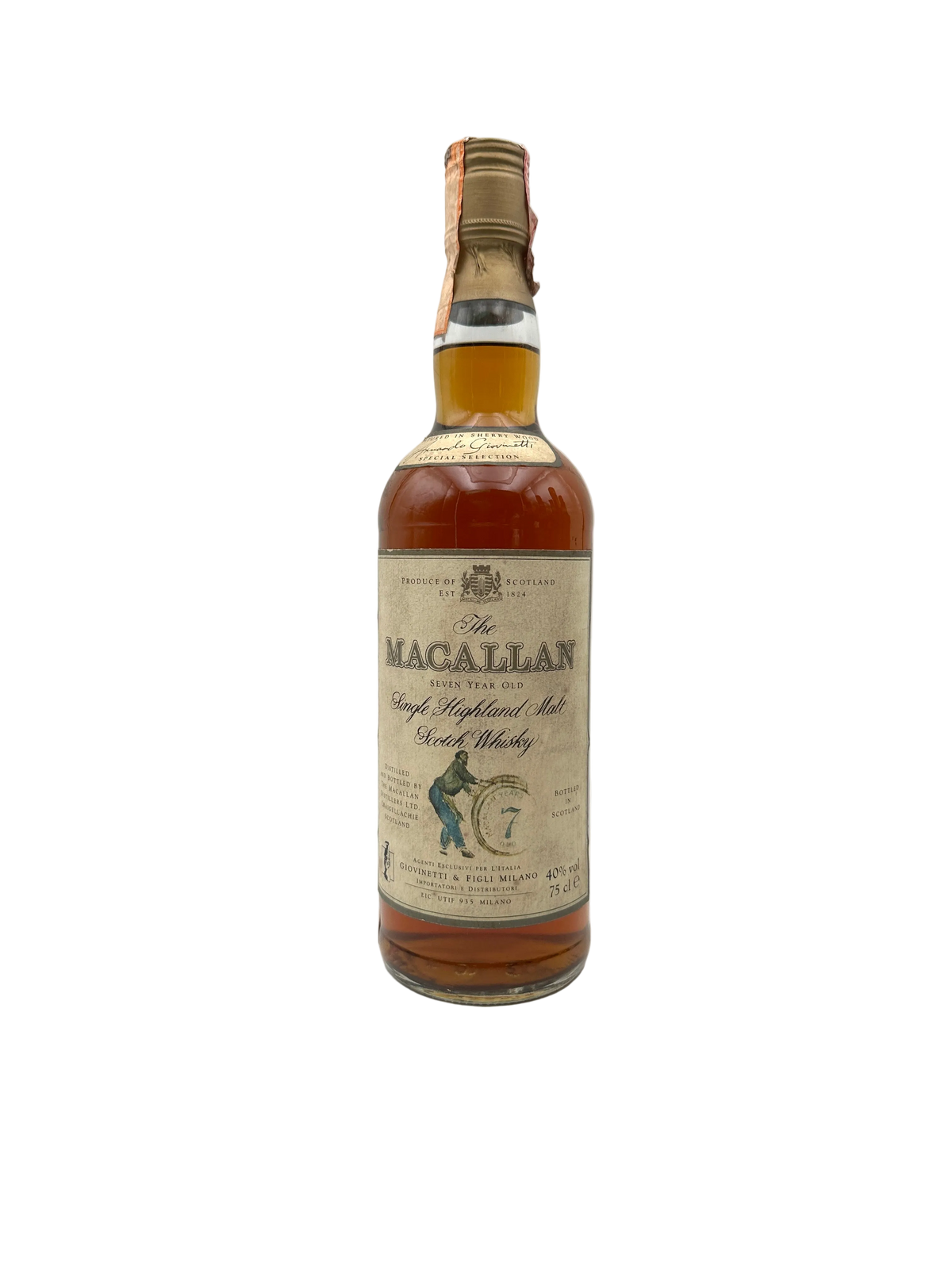 Macallan - 7 Years Old Single Highland Malt Scotch Whisky Armando Giovinetti - Anni 1980