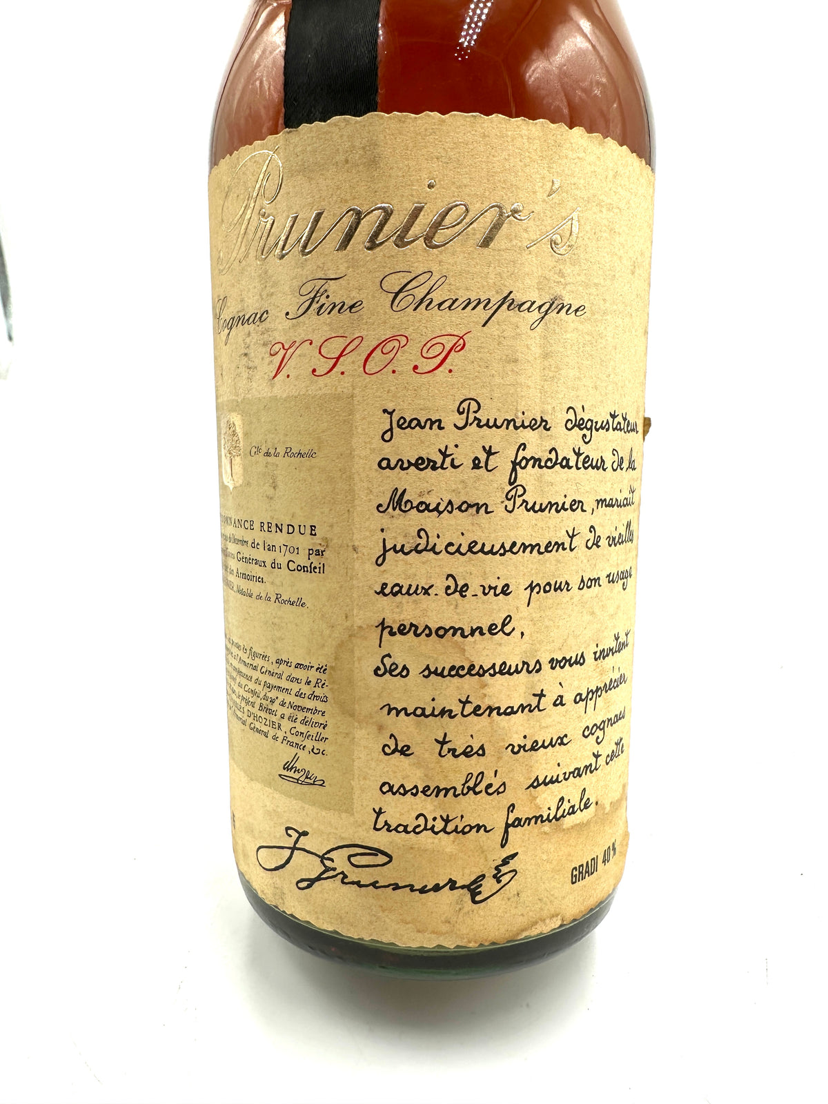 Prunier - Cognac Fine Champagne VSOP - Anni 1970
