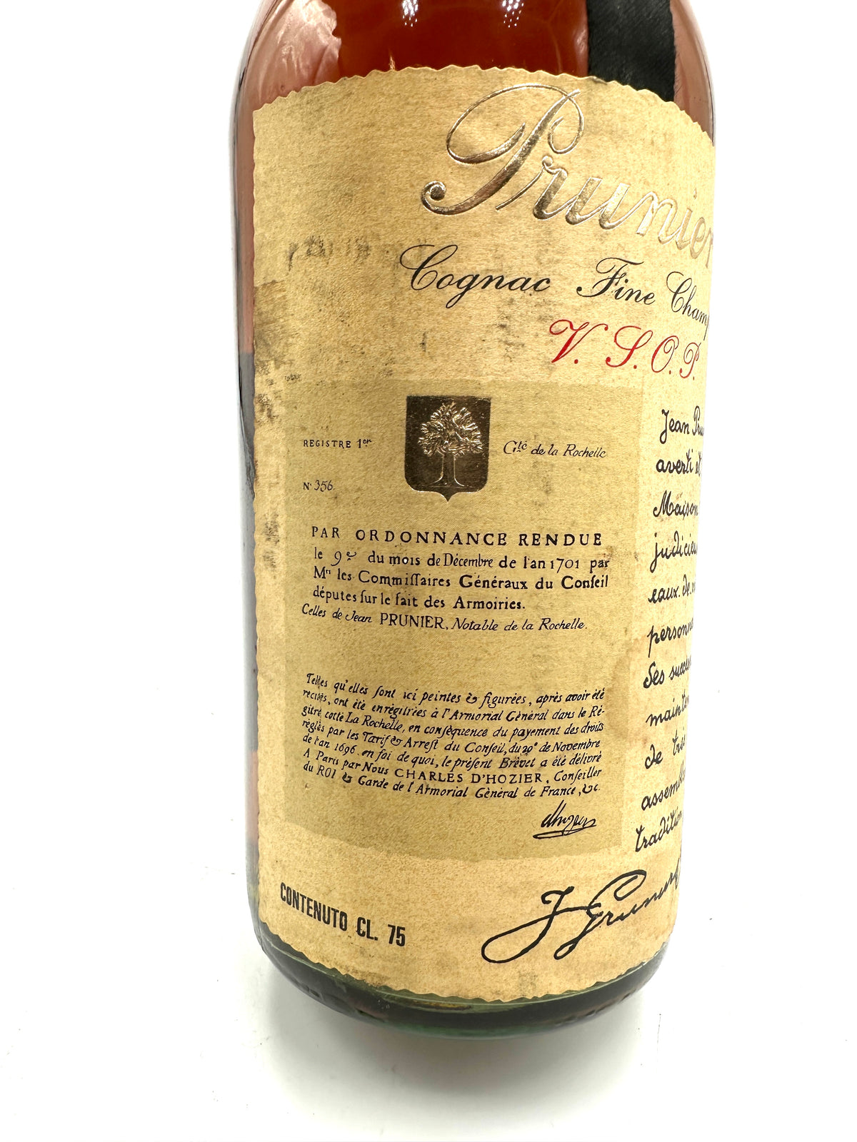 Prunier - Cognac Fine Champagne VSOP - Anni 1970