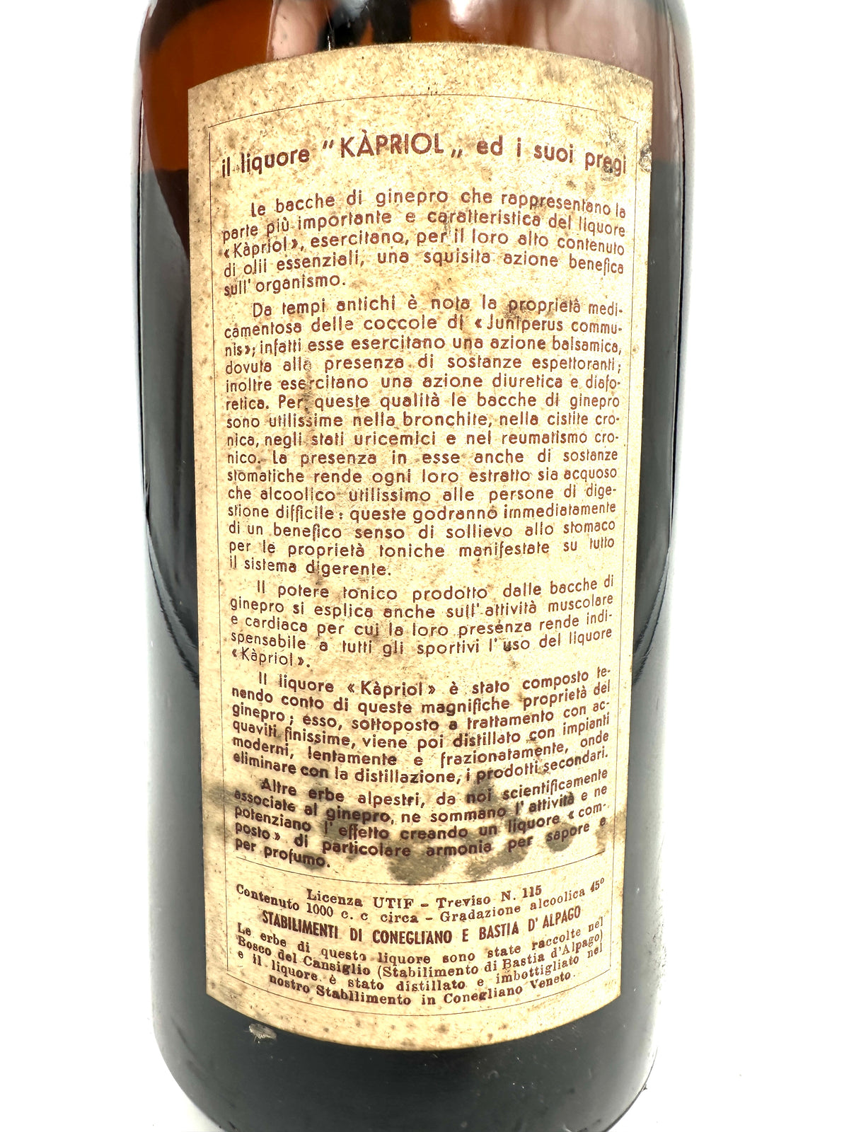 Distilleria dell'Alpe - Kapriol - 1L 45% - Star Seal '50s