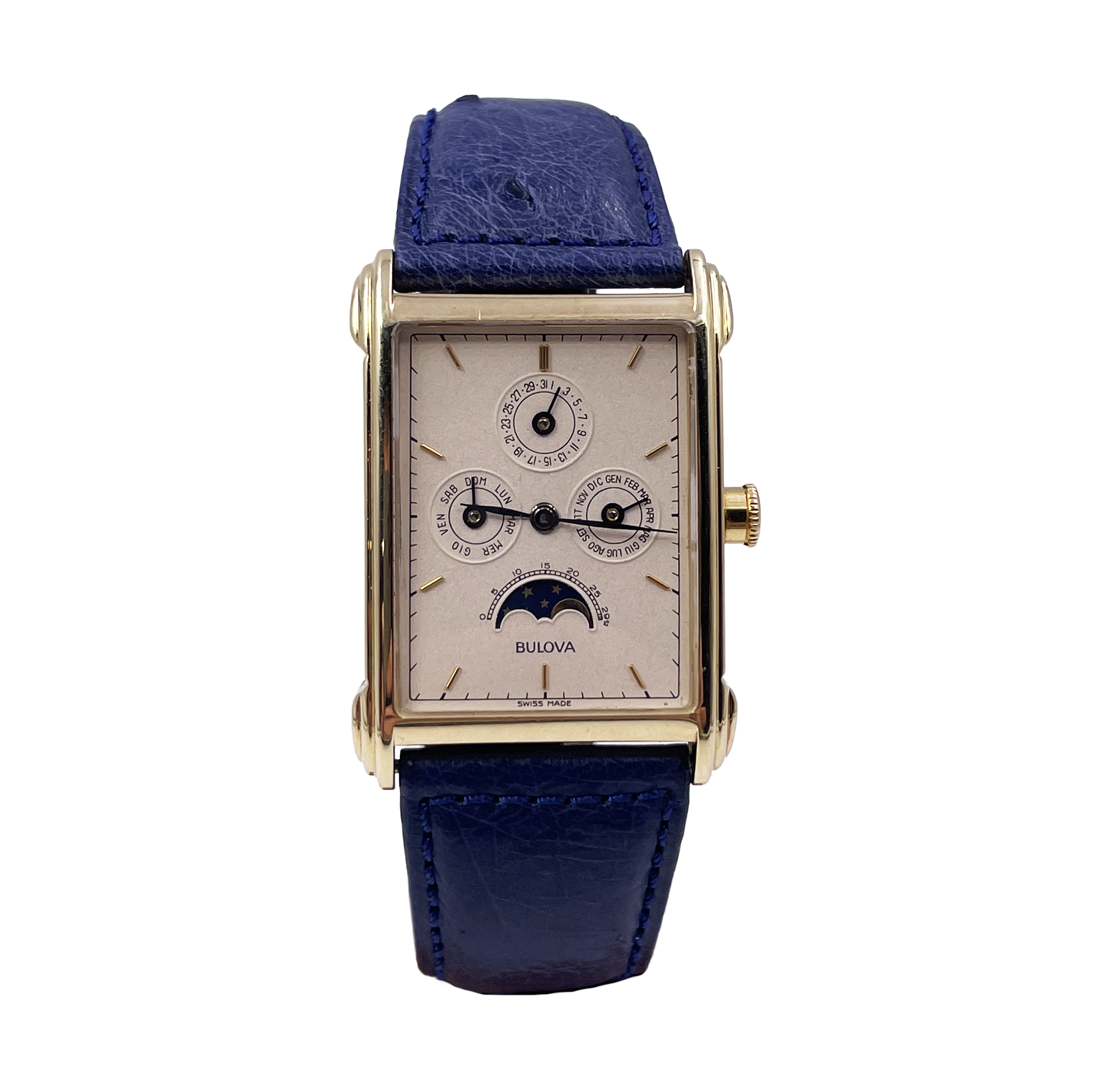 Bulova - Oro 18K - Calendario Completo Fasi Lunari - Swiss Made - Automatico